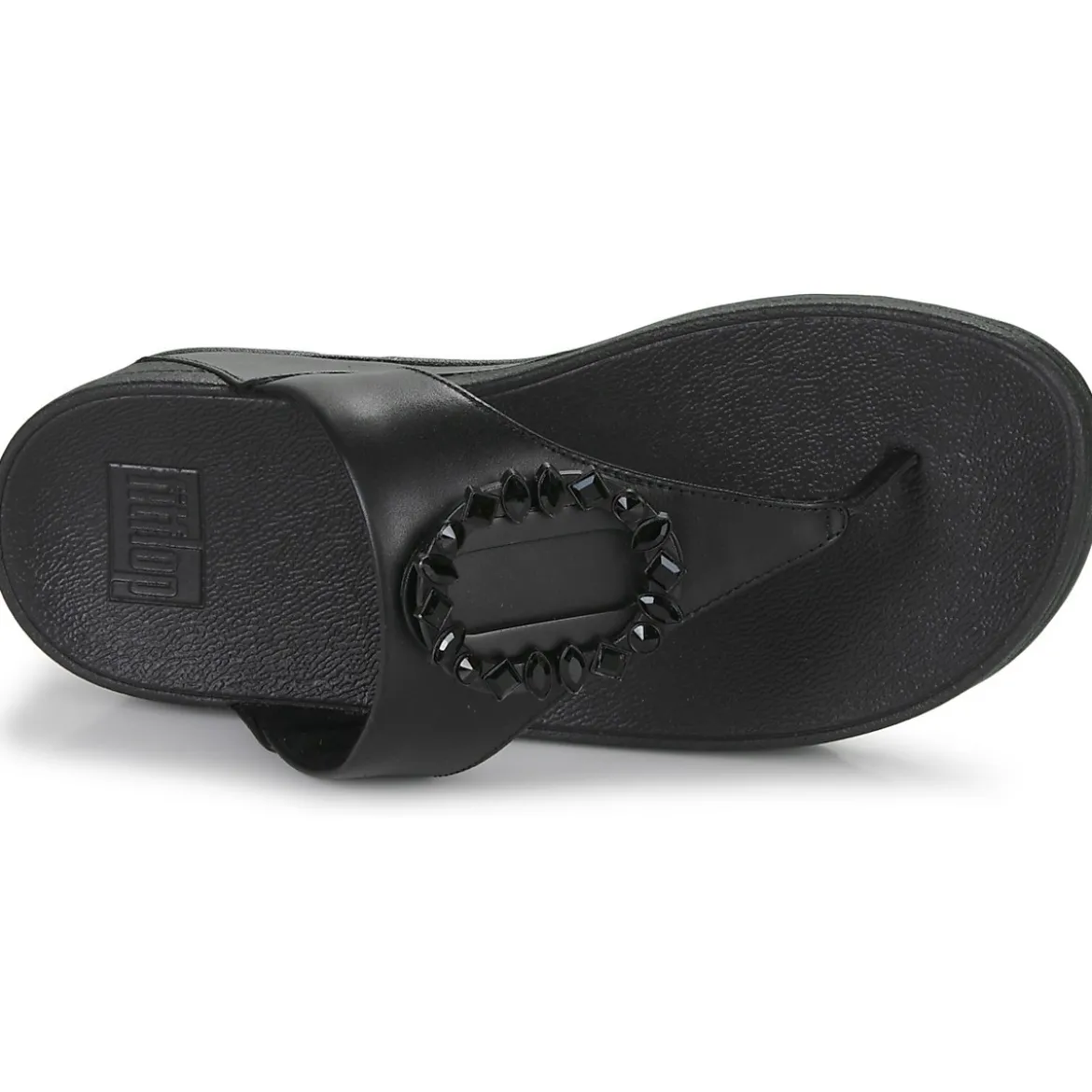 FitFlop LULU CRYSTAL-CIRCLET LEATHER TOE-POST SANDALS