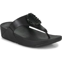 FitFlop LULU CRYSTAL-CIRCLET LEATHER TOE-POST SANDALS